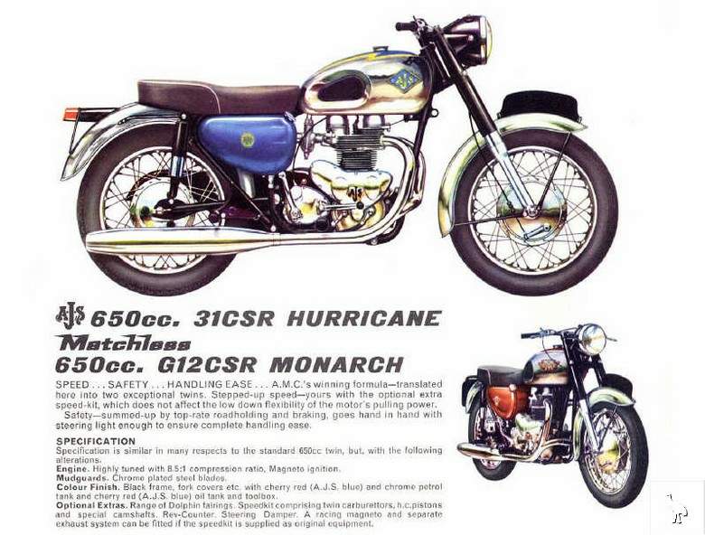 Мотоцикл AJS 650 CSR Hurricane 1963