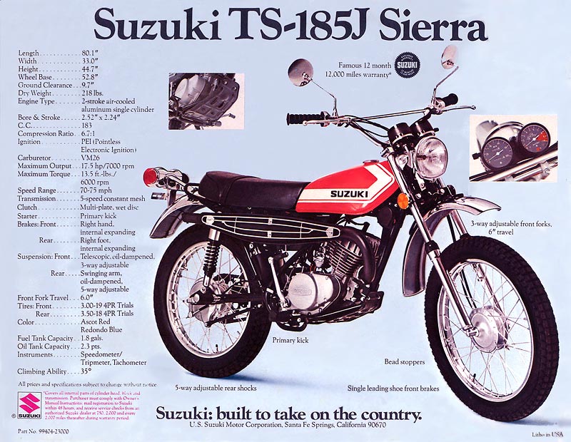 Мотоцикл Suzuki TS 185 Sierra 1971 фото