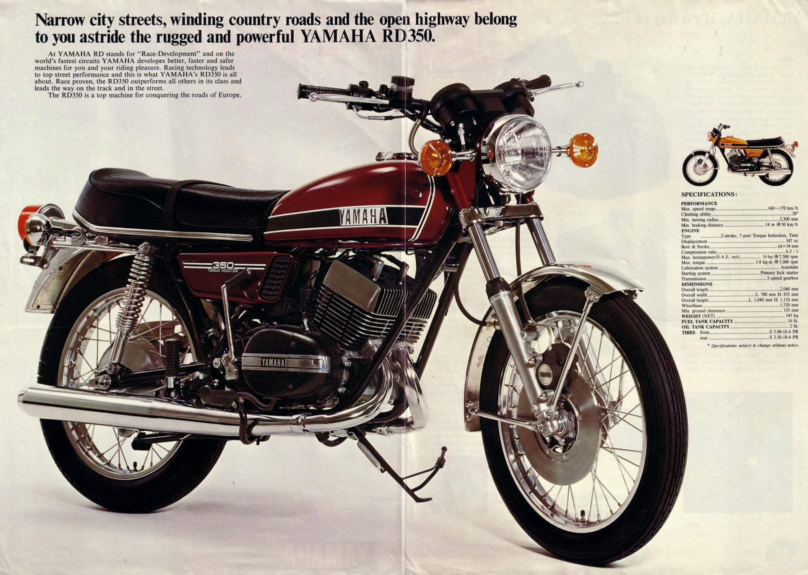 Мотоцикл Yamaha RD 350 1974 фото