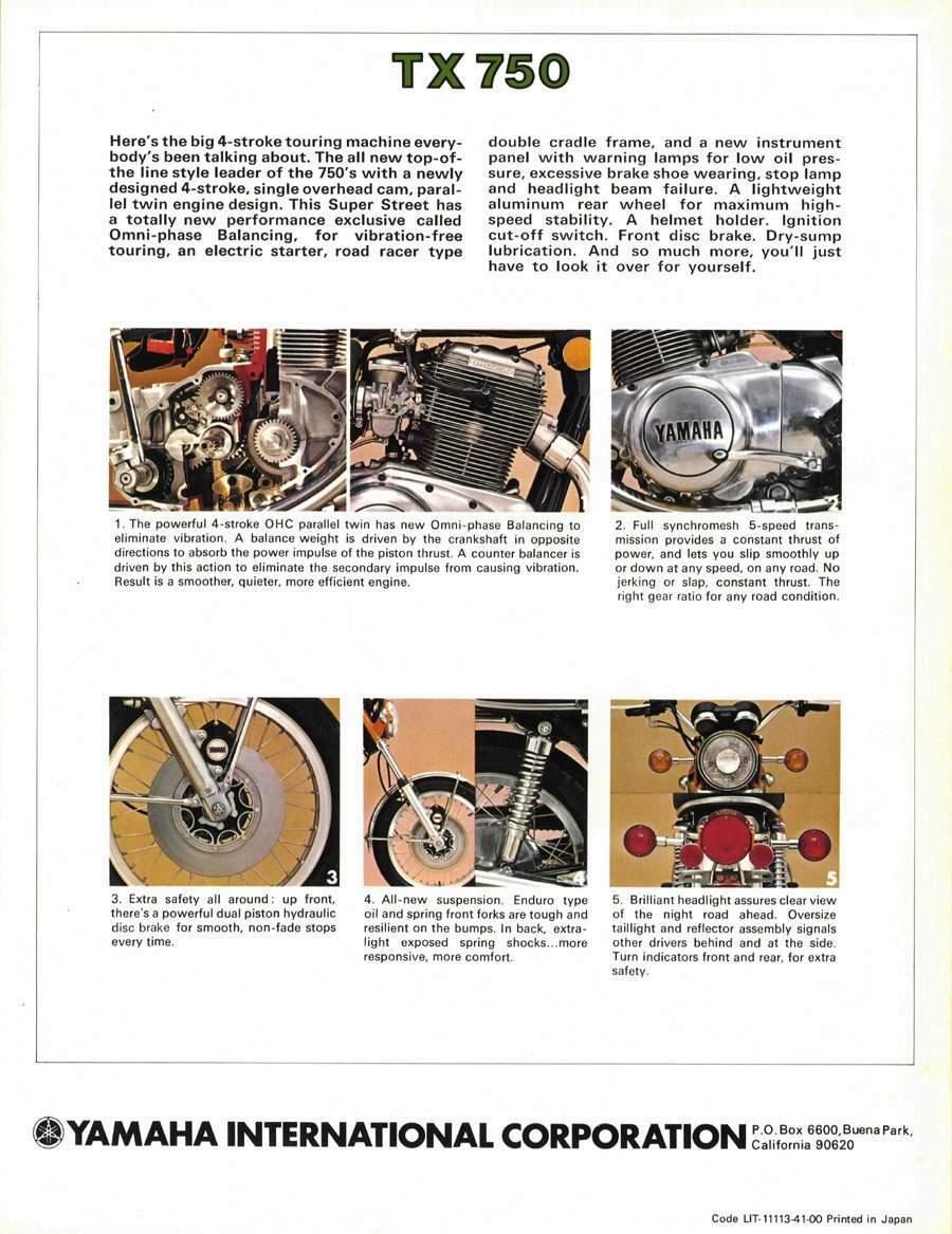 Мотоцикл Yamaha TX 750 1972 фото
