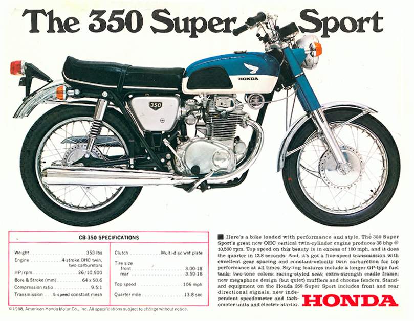 Мотоцикл Honda CB 350 Super Sprt 1968 фото