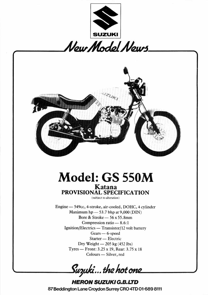 Мотоцикл Suzuki GS 55 0M Katana 1981 фото