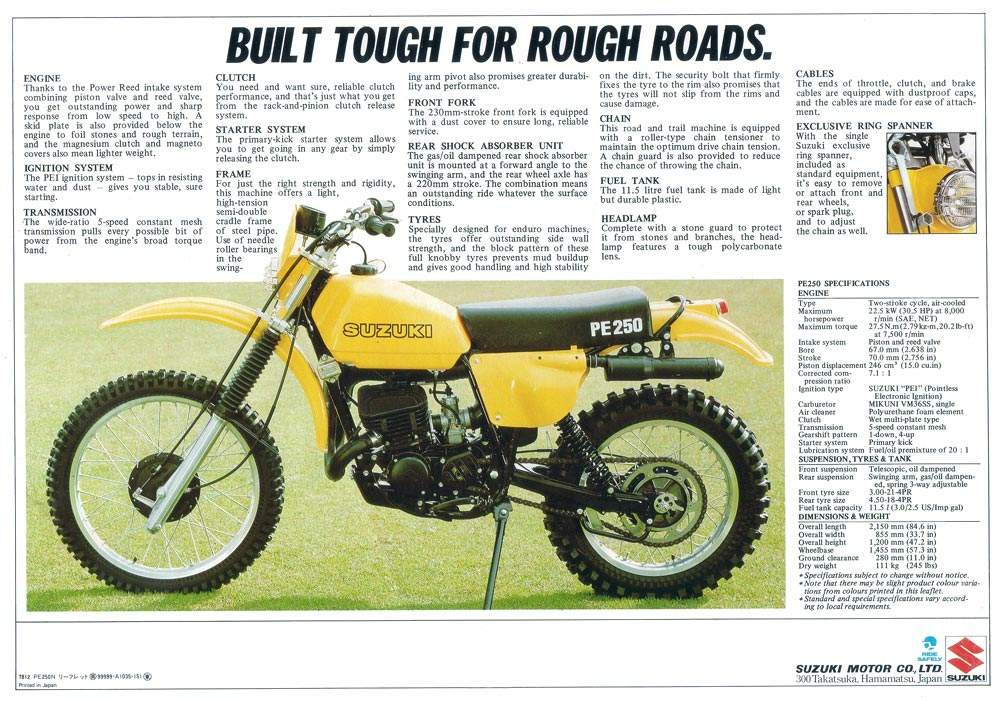 Мотоцикл Suzuki PE 250 1979 фото