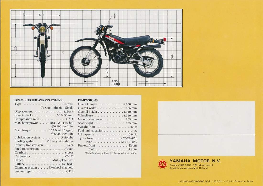 Мотоцикл Yamaha DT 120MX 1980 фото