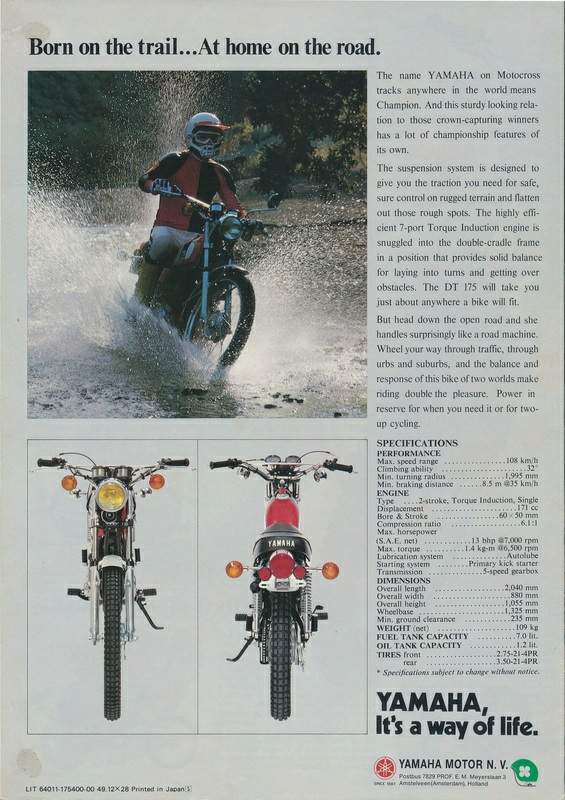 Мотоцикл Yamaha DT 175 1974 фото