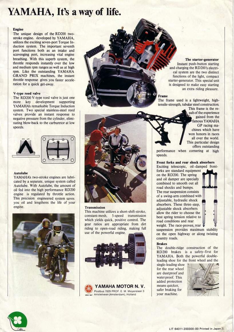 Мотоцикл Yamaha RD 200 1974 фото