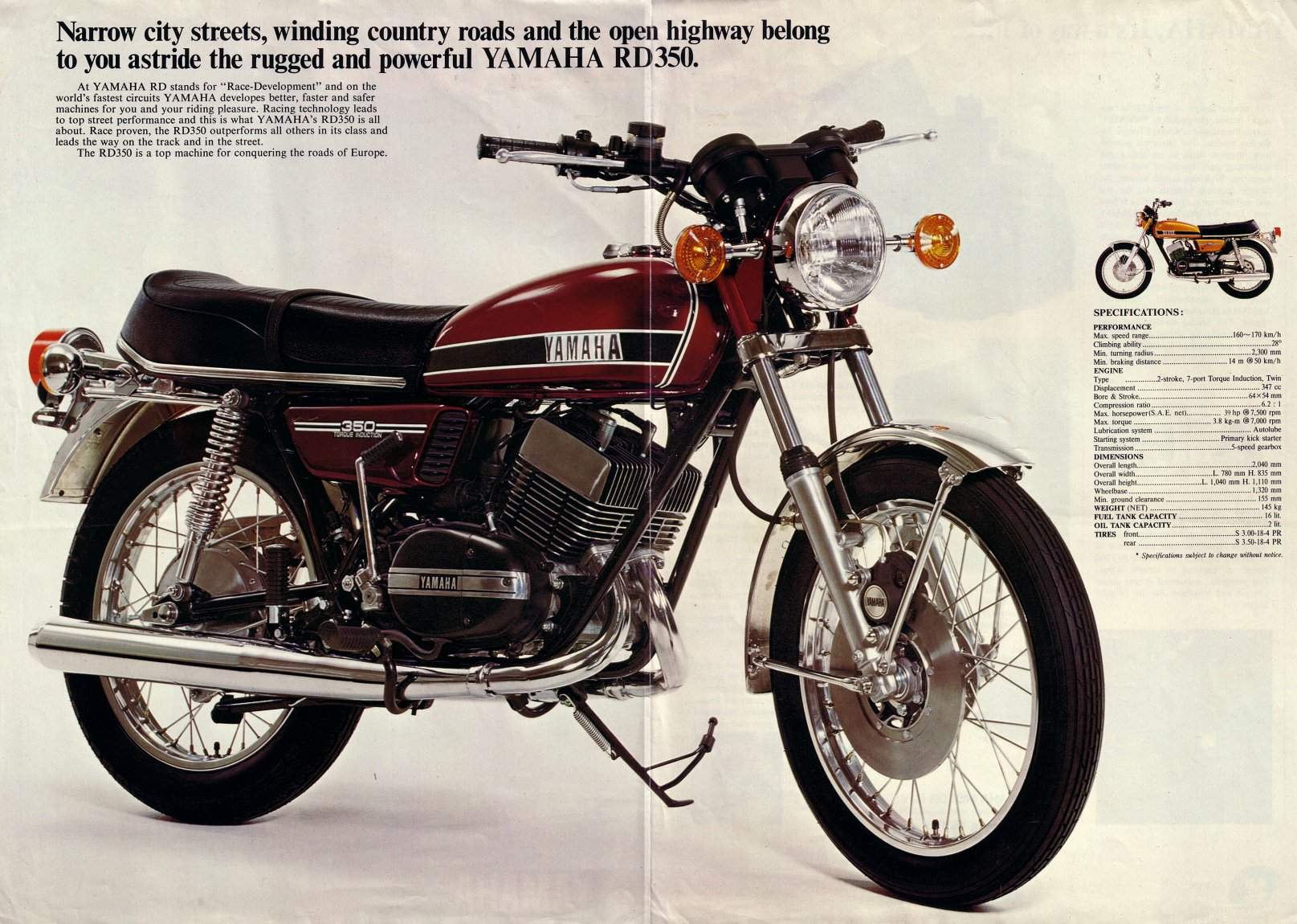 Мотоцикл Yamaha RD 350-0-A 1974 фото